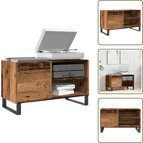 Mobile in legno antico - vidaXL Mobile Porta Dischi Legno Antico 84,5x38x48cm Legno Multistrato - Mobile per collezione musicale