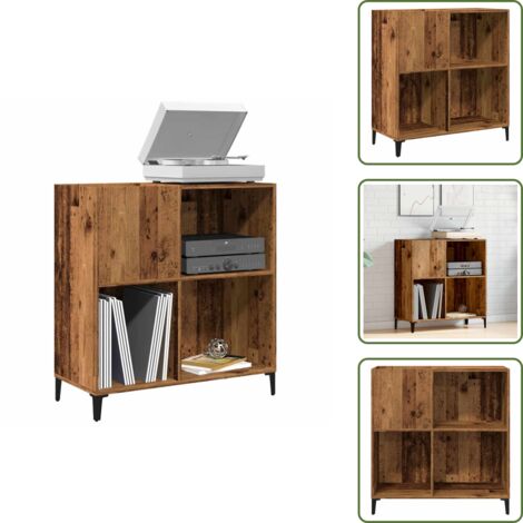 Mobile in legno antico - vidaXL Mobile Porta Dischi Legno Antico 84,5x38x89cm Legno Multistrato - Mobile in truciolato