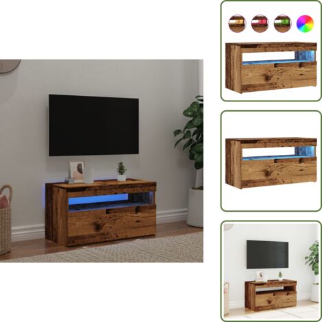 Mobile in legno antico - vidaXL Mobile Porta TV con LED Legno Antico 75x35x40 cm Multistrato - Mobile con luci RGB