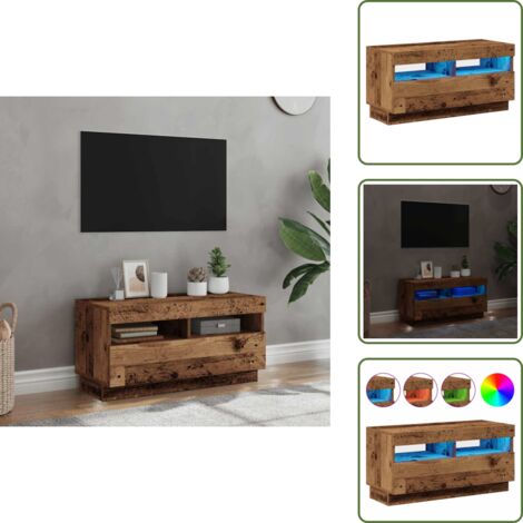 Mobile in legno antico - vidaXL Mobile Porta TV con LED Legno Antico 80x35x40 cm Multistrato - Mobile con luci RGB