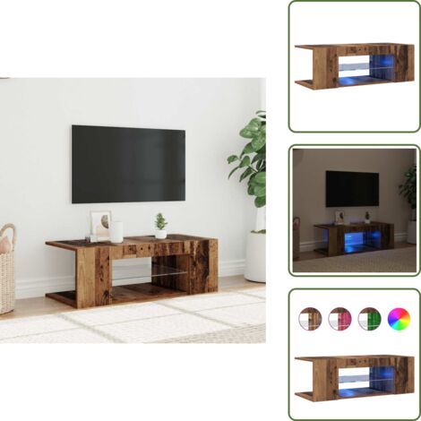 Mobile in legno antico - vidaXL Mobile Porta TV con LED Legno Antico 90x39x30 cm Multistrato - Mobile con luci RGB