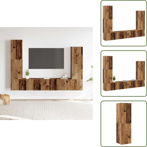 Mobile in legno antico - vidaXL Set Mobile TV 4 pz Montato a Parete Legno Antico in Truciolato - Mobile da soggiorno