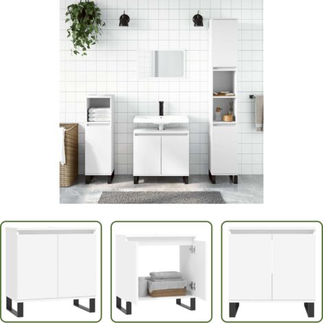 Mobile in legno -  Mobile da Bagno Bianco 58x33x60 cm in Legno Multistrato