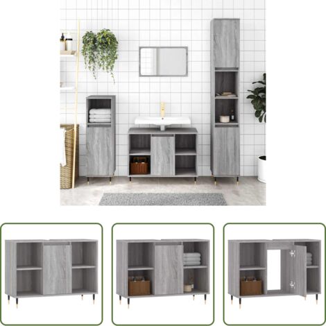 Mobile in legno -  Mobile da Bagno Grigio Sonoma 80x33x60 cm in Legno Multistrato