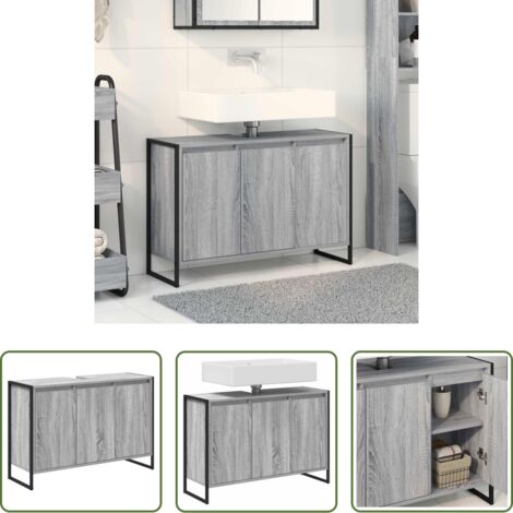 Mobile in legno -  Mobile da Bagno Grigio Sonoma 90 x 30 x 60 cm Legno multistrato
