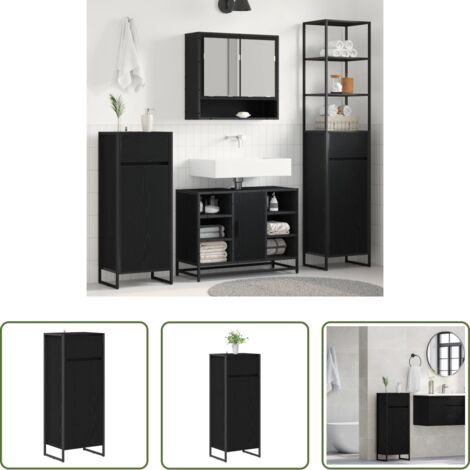 Mobile in legno -  Mobile da Bagno Rovere Nero 40 x 30 x 100 cm Legno multistrato