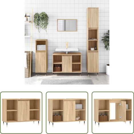 Mobile in legno -  Mobile da Bagno Rovere Sonoma 80x33x60 cm in Legno Multistrato
