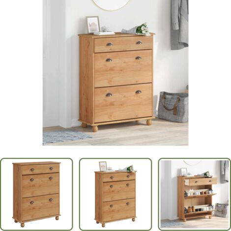 Mobile in legno -  Mobile per scarpe ASKIM Marrone 85 x 35 x 108 cm Pino massello