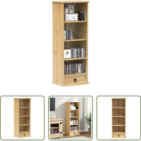 Mobile in legno -  Mobile Porta CD Corona 40x30x110 cm in Legno Massello di Pino
