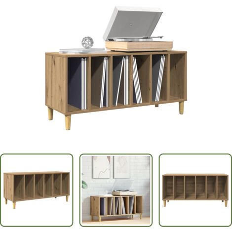Mobile in legno -  Mobile Porta Dischi Rovere Artigianale 100x38x48 cm Multistrato