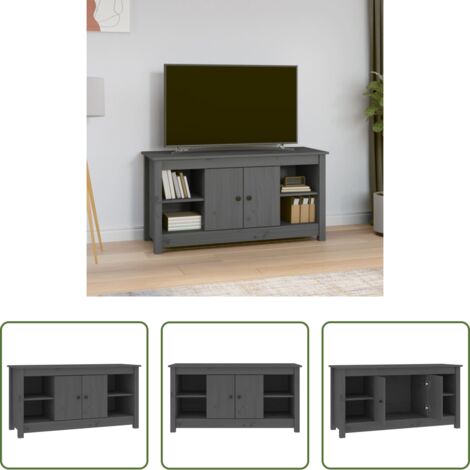 Mobile in legno -  Mobile Porta TV Grigio 103x36,5x52 cm in Legno Massello di Pino
