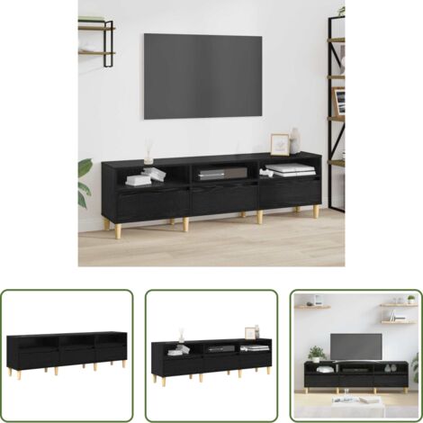 Mobile in legno -  Mobile TV Rovere Nero 150 x 30 x 45 cm Legno multistrato