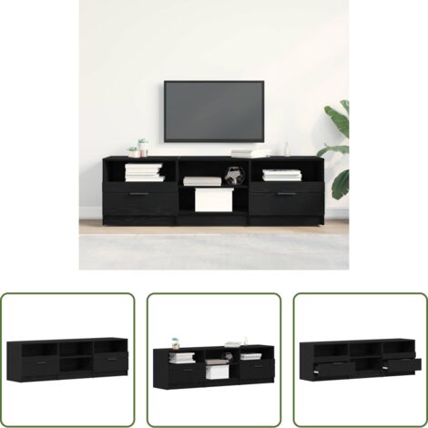 Mobile in legno -  Mobile TV Rovere Nero 150 x 33,5 x 45 cm Legno multistrato