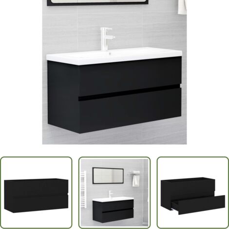 Mobile in legno multistrato -  Mobile Lavabo Nero 90x38,5x45 cm in Legno Multistrato
