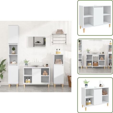 Mobile in legno multistrato - vidaXL Mobile Lavabo Bianco 80x33x60 cm in Legno Multistrato - Mobile da bagno in legno