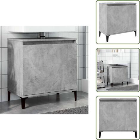 Mobile in legno multistrato - vidaXL Mobile Lavabo Grigio Cemento 58x33x60 cm in Legno Multistrato - Lavabo in legno