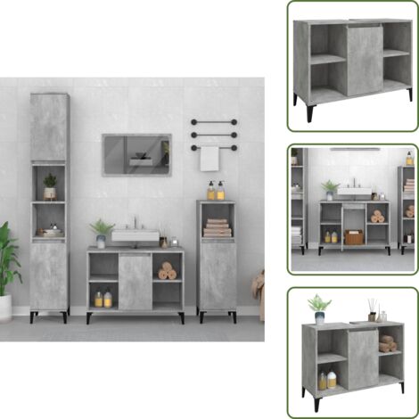 Mobile in legno multistrato - vidaXL Mobile Lavabo Grigio Cemento 80x33x60 cm in Legno Multistrato - Mobile da bagno grigio cemento
