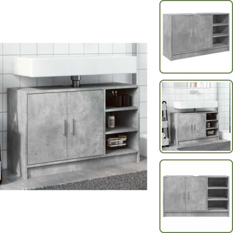 Mobile in legno multistrato - vidaXL Mobile Lavabo Grigio Cemento 90x29x55 cm in Truciolare - Lavabo in cemento