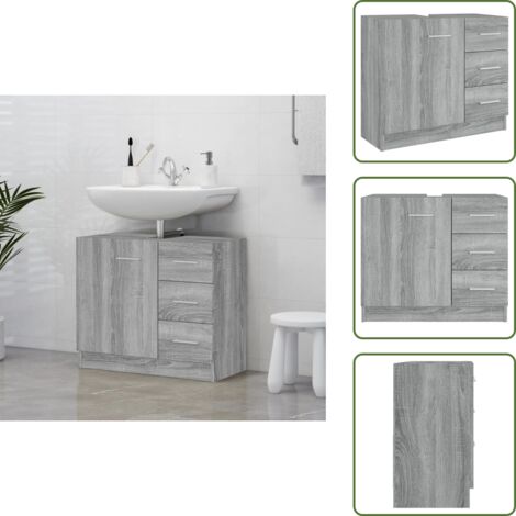 Mobile in legno multistrato - vidaXL Mobile Lavabo Grigio Sonoma 63x30x54 cm in Legno Multistrato - Lavabo in legno