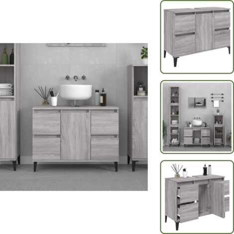 Mobile in legno multistrato - vidaXL Mobile Lavabo Grigio Sonoma 80x33x60 cm in Legno Multistrato - Mobile per bagno