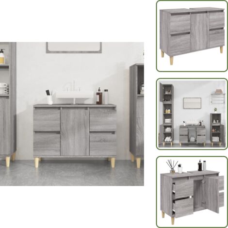 Mobile in legno multistrato - vidaXL Mobile Lavabo Grigio Sonoma 80x33x60 cm in Legno Multistrato - Mobile per bagno