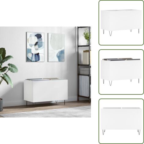 Mobile in legno multistrato - vidaXL Mobile Porta Dischi Bianco 74,5x38x48 cm in Legno Multistrato - Mobile per collezione musicale