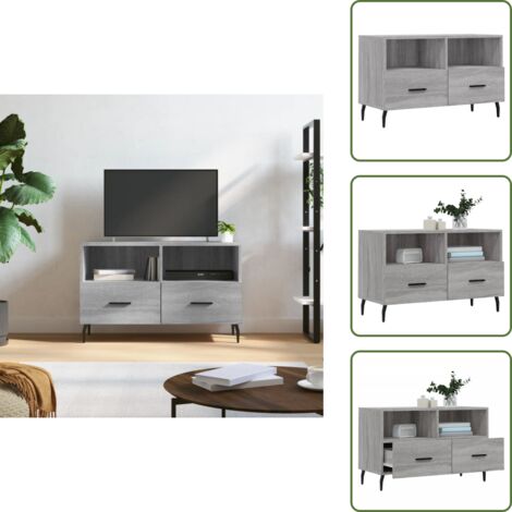 Mobile in Legno Multistrato - vidaXL Mobile Porta TV Grigio Sonoma 80x36x50 cm in Legno Multistrato - Mobile per TV