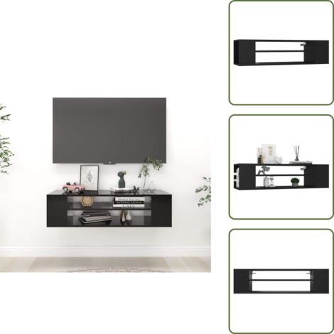 Mobile in legno multistrato - vidaXL Mobile Porta TV Pensile Nero 100x30x26,5 cm Legno Multistrato -
