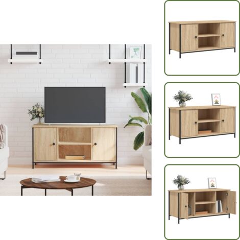 Mobile in Legno Multistrato - vidaXL Mobile Porta TV Rovere Sonoma 100x40x50 cm in Legno Multistrato - Mobile con Piedini in Ferro