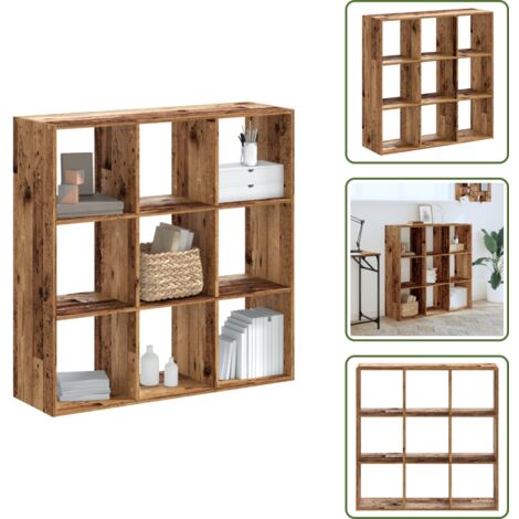 Mobile in legno - vidaXL Libreria Legno Antico 102x32x102 cm in Legno Multistrato - Libreria con scomparti