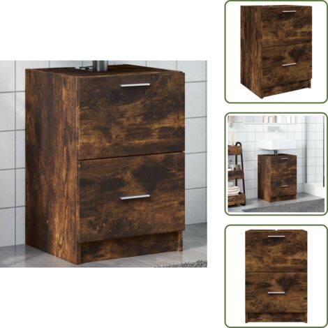 Mobile in legno - vidaXL Mobile Lavabo Rovere Fumo 80x33x60 cm in Legno Multistrato - Armadio in legno multistrato