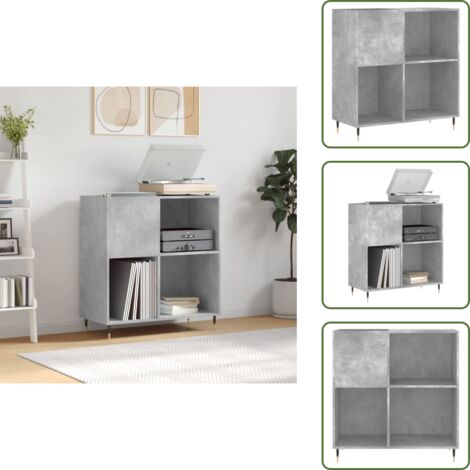 Mobile in legno - vidaXL Mobile Porta Dischi Grigio Cemento 84,5x38x89 Legno Multistrato - Mobile in legno multistrato