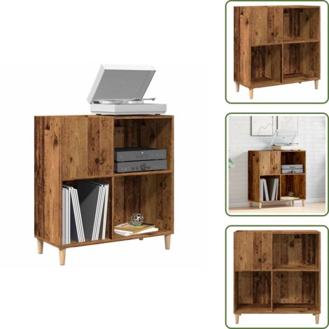 Mobile in legno - vidaXL Mobile Porta Dischi Legno Antico 84,5x38x89cm Legno Multistrato - Mobile per collezione vinile