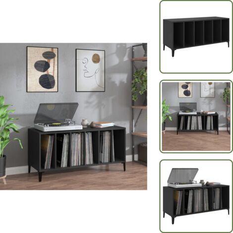 Mobile in legno - vidaXL Mobile Porta Dischi Nero 100x38x48 cm in Legno Multistrato - Mobile in metallo