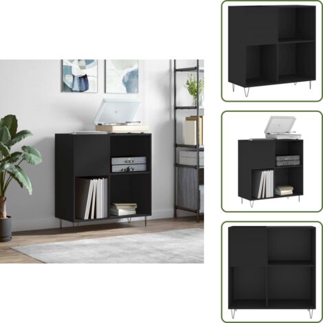 Mobile in legno - vidaXL Mobile Porta Dischi Nero 84,5x38x89 cm in Legno Multistrato -