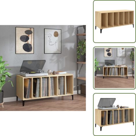 Mobile in legno - vidaXL Mobile Porta Dischi Rovere Sonoma 100x38x48cm Legno Multistrato - Mobile in legno multistrato