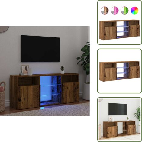 Mobile in legno - vidaXL Mobile Porta TV con LED Legno Antico 120x30x50 cm Multistrato - Mobile con luci RGB
