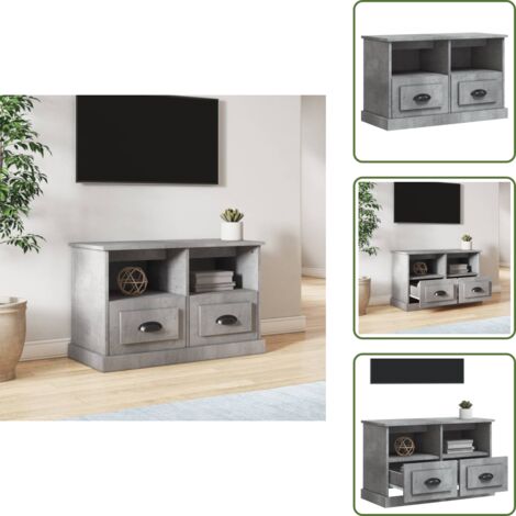 Mobile in legno - vidaXL Mobile Porta TV Grigio Cemento 80x35x50 cm in Legno Multistrato - Mobile da soggiorno
