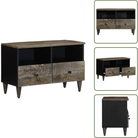 Mobile in Legno - vidaXL Mobile Porta TV Grigio Chiaro 70x33,5x46 cm in Legno Mango - Supporto TV