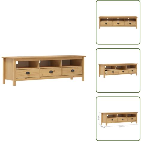 Mobile in legno - vidaXL Mobile Porta TV Hill Marrone ambra 158x40x47cm Legno Pino - Credenza bassa