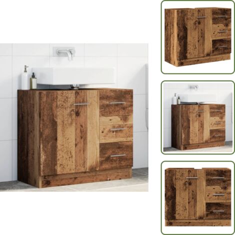 Mobile in legno - vidaXL Mobile Sottolavabo Legno Vecchio 63x30x54 cm in Truciolato - Mobile con cassetti