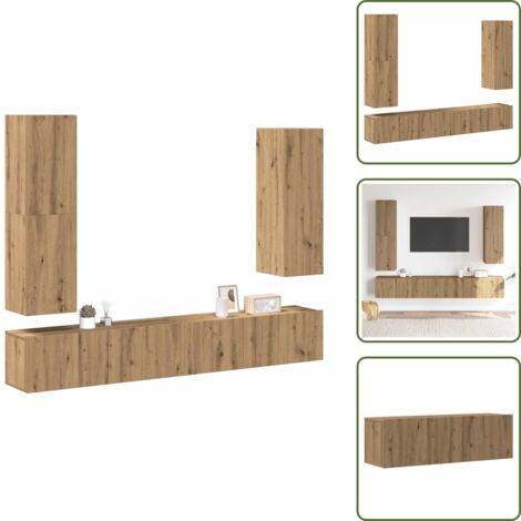 Mobile in legno - vidaXL Set Mobile TV 4 pz Montato a Parete Rovere in Legno Multistrato - Mobile in truciolato