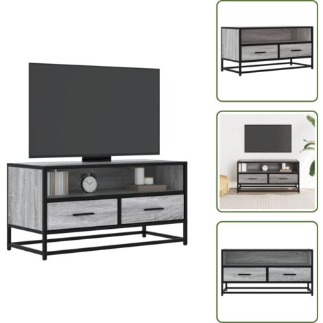 Mobile in metallo - vidaXL Mobile TV Grigio Sonoma 80x34,5x40 cm Legno Multistrato Metallo - Mobile in truciolato