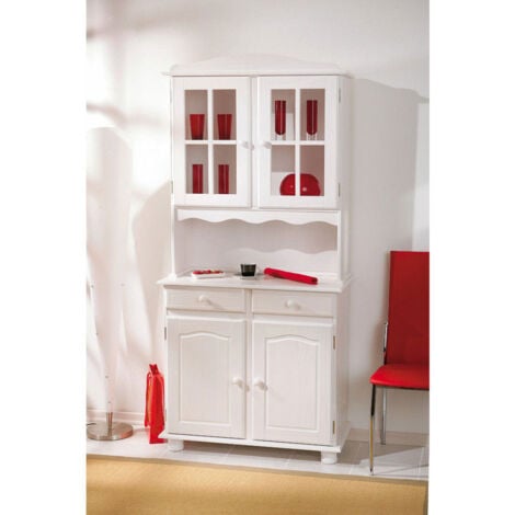 MOBILE IN PINO MASSICCIO CREDENZA VALENCIA 2 ANTE 2 CASSETTI E 2 VETRINE