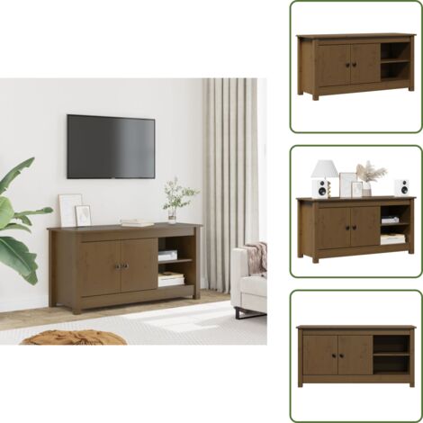 Mobile in pino - vidaXL Mobile Porta TV Ambra 103x36,5x52 cm in Legno Massello di Pino - Mobile marrone ambra
