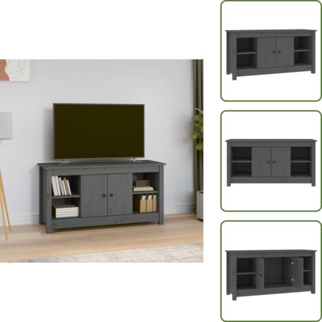 Mobile in pino - vidaXL Mobile Porta TV Grigio 103x36,5x52 cm in Legno Massello di Pino -