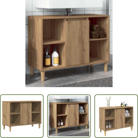 Mobile in truciolato -  Mobile da Bagno Rovere Artigianale 80x33x60cm Legno Multistrato