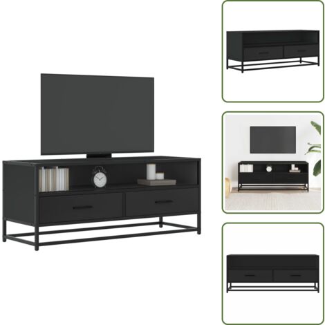 Mobile in truciolato - vidaXL Mobile Porta TV Nero 180x30x50cm in Truciolato e Metallo - Mobile in metallo