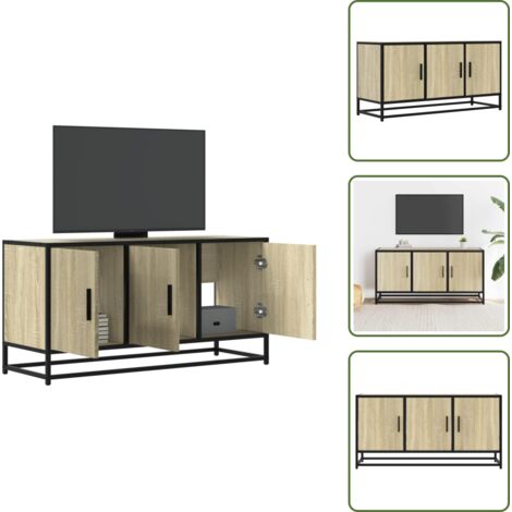 Mobile in truciolato - vidaXL Mobile TV Rovere Sonoma 100x35x50 cm Legno Multistrato Metallo - Mobile con spazio portaoggetti