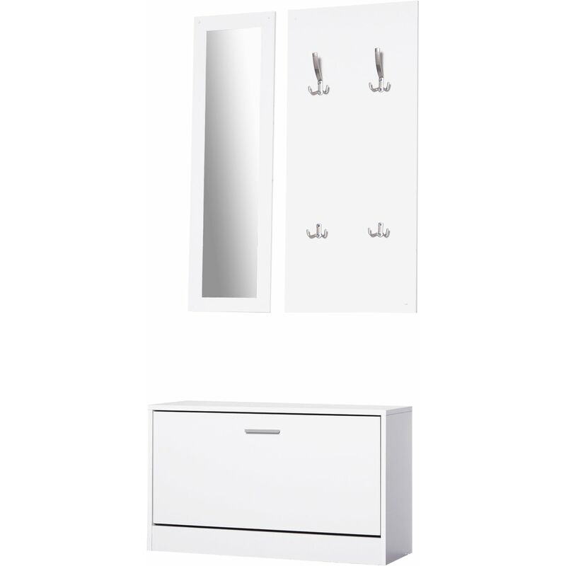 Set Ingresso HOMCOM Con Panca Scarpiera E Appendiabiti A 6 Ganci, In Legno E Metallo Nero - Pratico E Funzionale